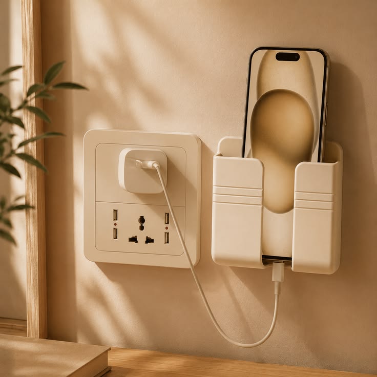 Wall Mounted Mobile Holder With Adhesive Strips (Pack of 8)