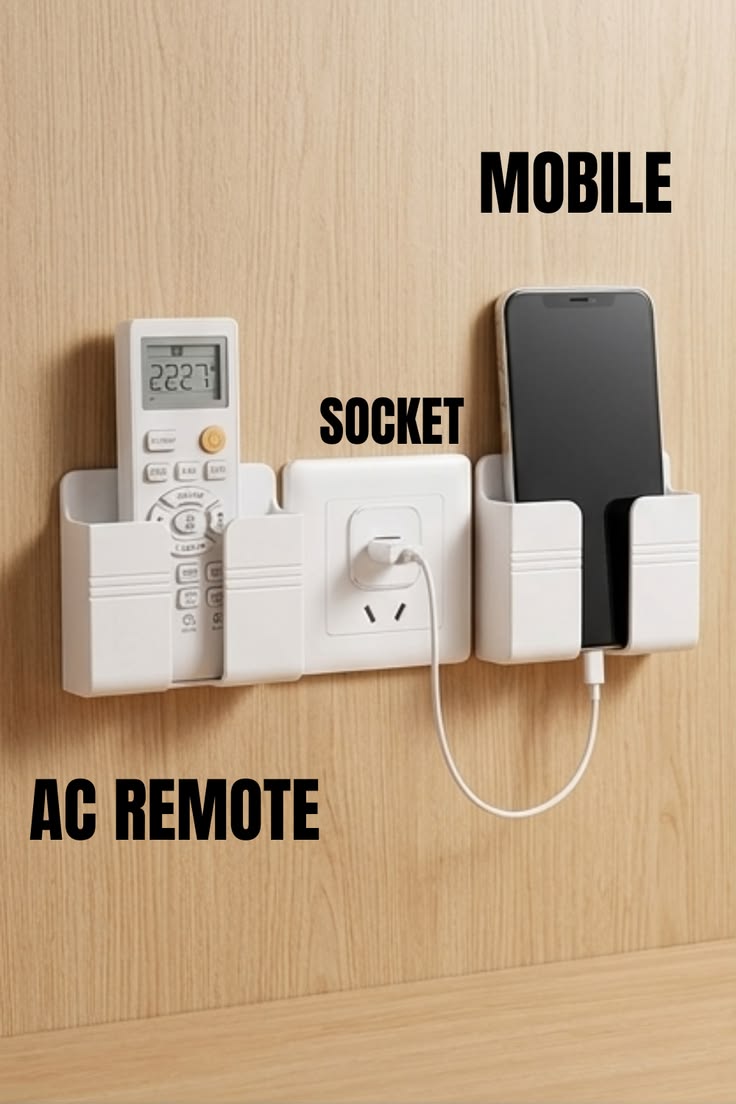 Wall Mounted Mobile Holder With Adhesive Strips (Pack of 8)